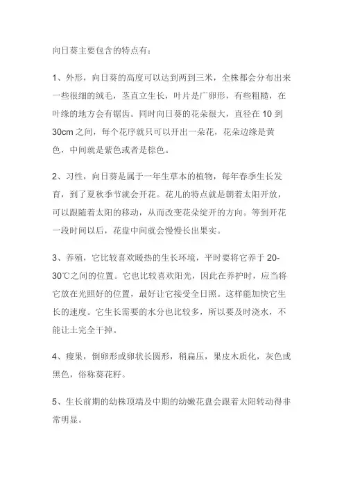 向日葵的特点是什么