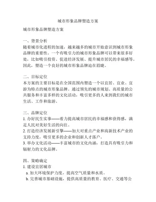 城市形象品牌塑造方案