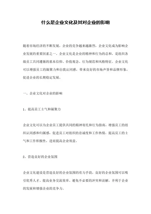 什么是企业文化及其对企业的影响