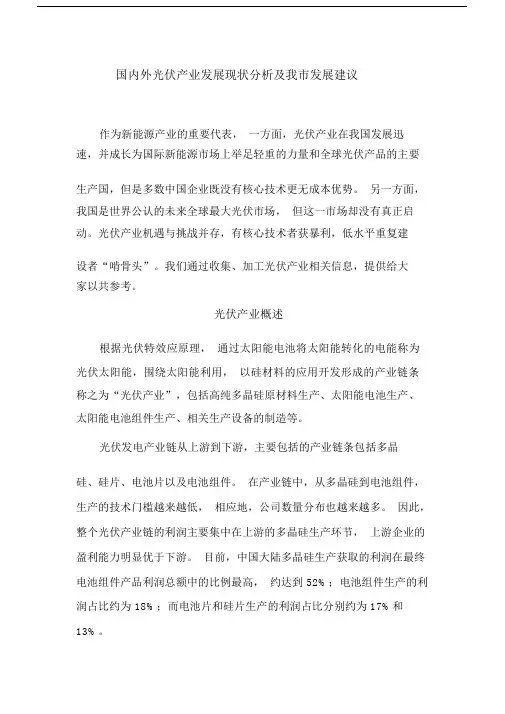 国内外光伏产业发展现状解析总结及我市发展建议.doc