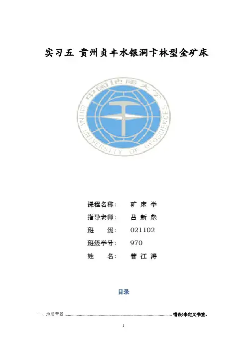 贵州贞丰水银洞金矿床