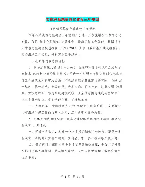 市组织系统信息化建设三年规划
