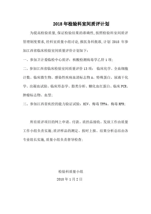 检验科室间质评计划