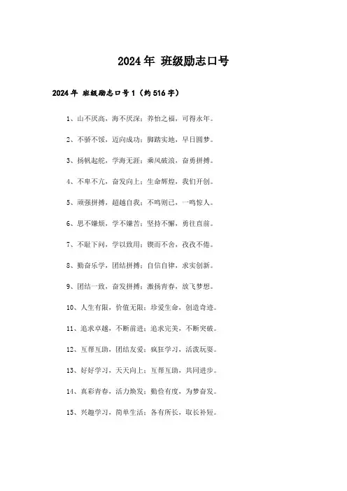 2024年 班级励志口号