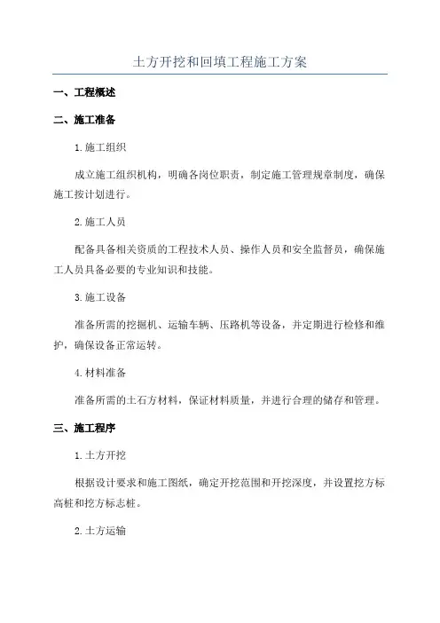 土方开挖和回填工程施工方案