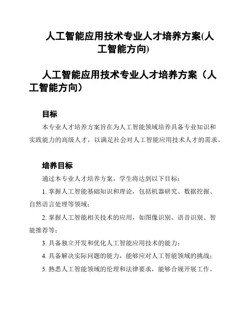 人工智能应用技术专业人才培养方案(人工智能方向)