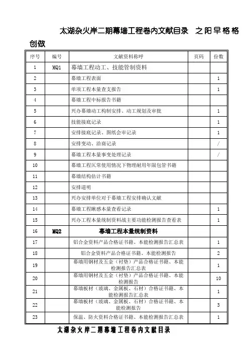 江苏省工程幕墙资料全套