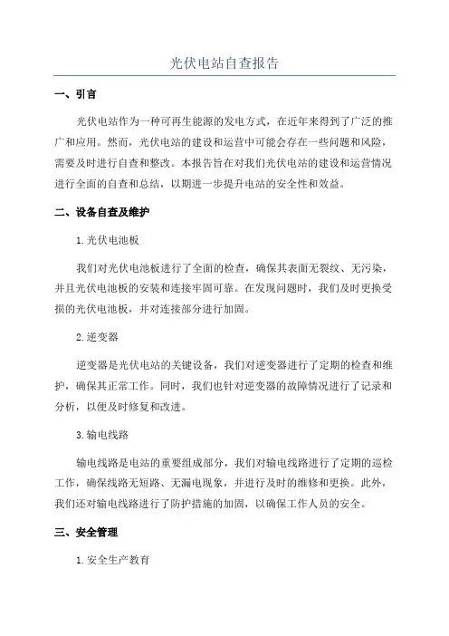 光伏电站自查报告