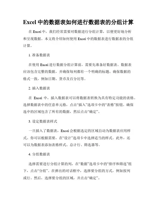 Excel中的数据表如何进行数据表的分组计算