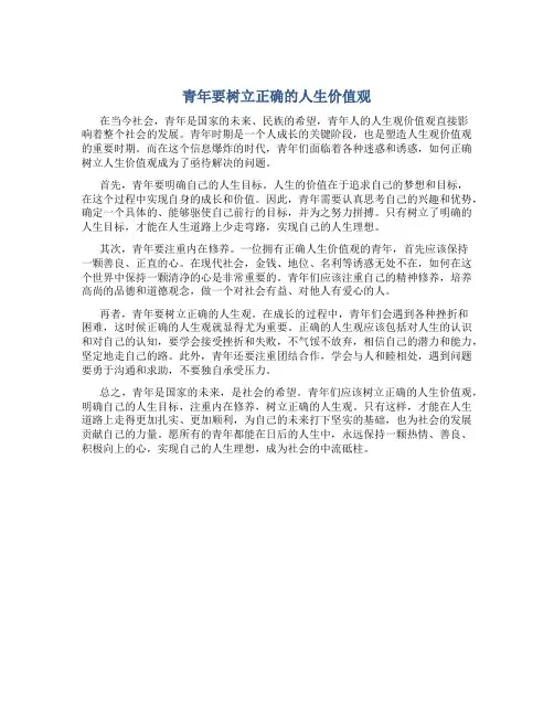 青年要树立正确的人生价值观