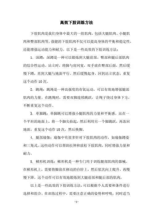 高效下肢训练方法