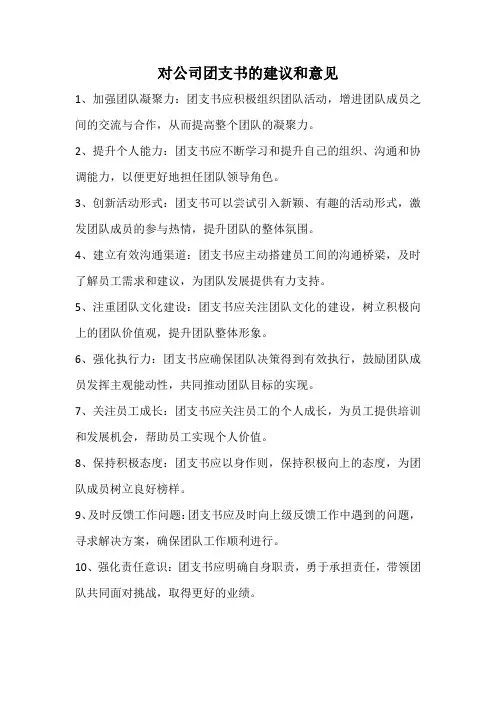 对公司团支书的建议和意见