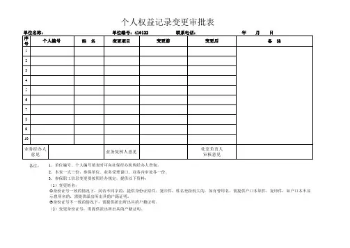 个人信息变更表
