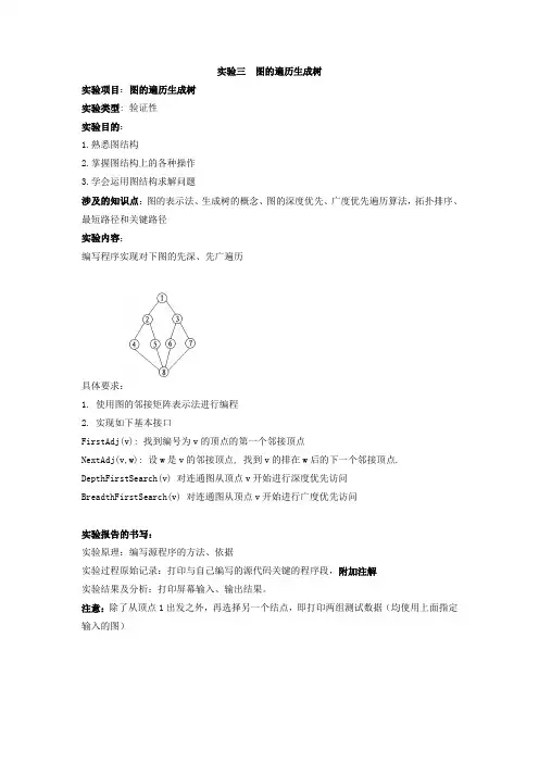 实验三图的遍历生成树