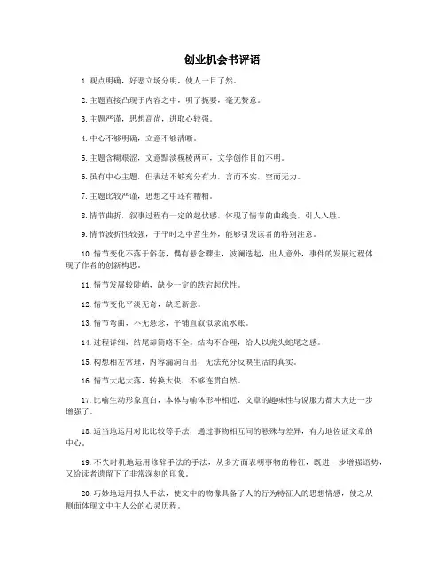 创业机会书评语