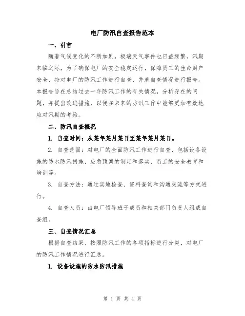 电厂防汛自查报告范本