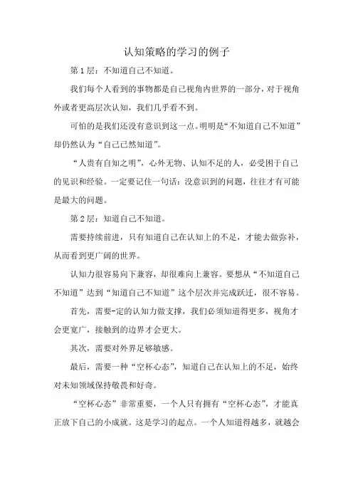 认知策略的学习的例子