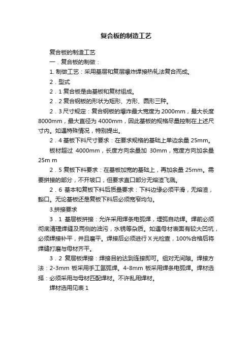 复合板的制造工艺