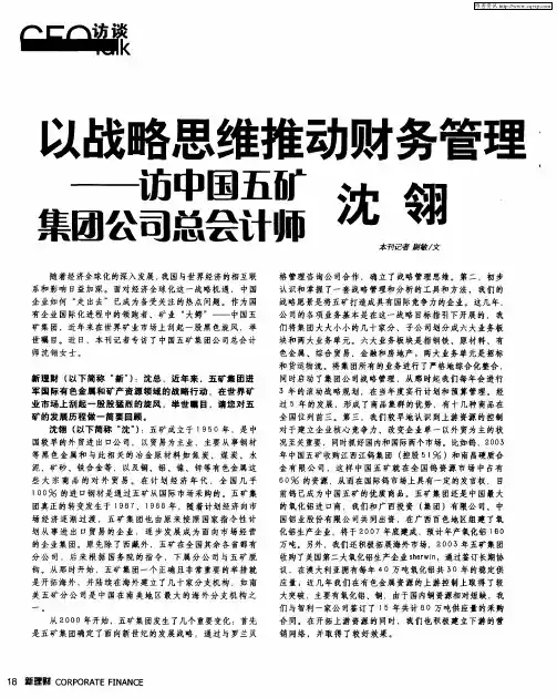 以战略思维推动财务管理——访中国五矿集团公司总会计师 沈翎