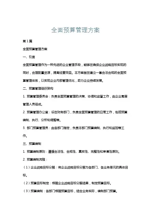 全面预算管理方案