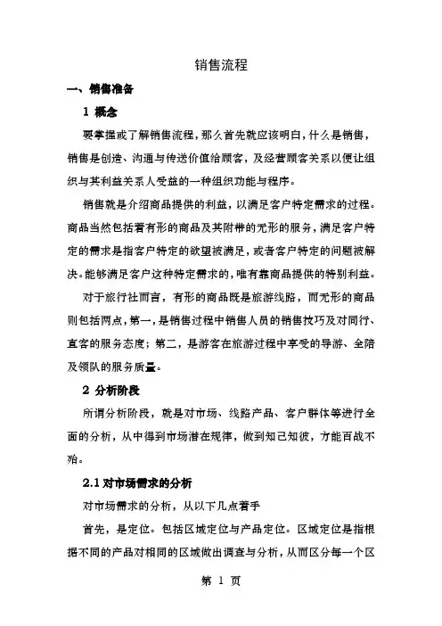 旅行社线路销售流程