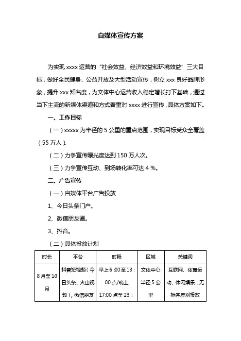 自媒体宣传方案