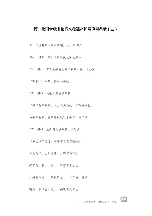 第一批国家级非物质文化遗产扩展项目名录(三)