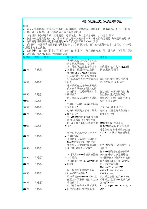 CIW题库_网络安全基础与防火墙(第3-4套)
