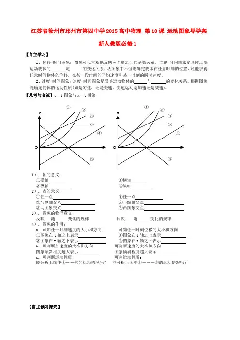 江苏省徐州市邳州市第四中学高中物理 第10课 运动图象导学案 新人教版必修1