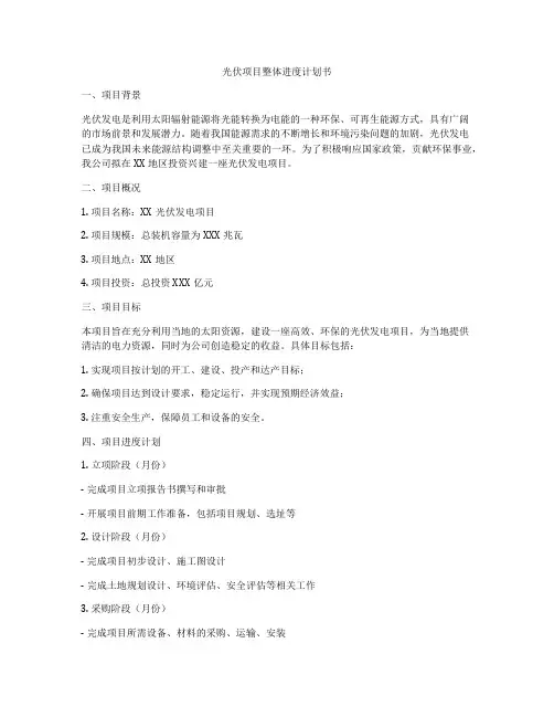光伏项目整体进度计划书
