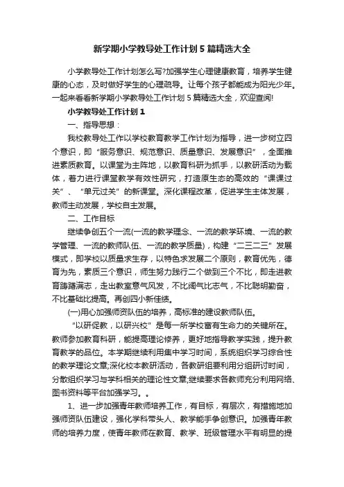 新学期小学教导处工作计划5篇精选大全