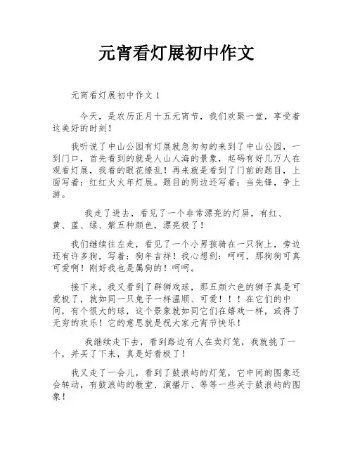 元宵看灯展初中作文