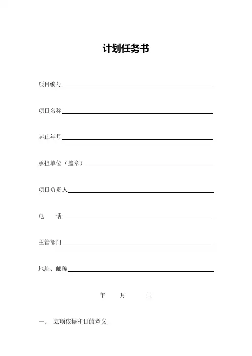 产品项目计划任务书