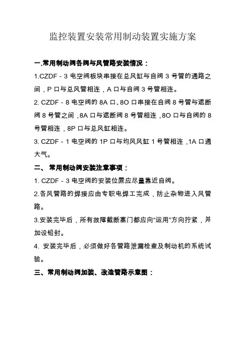 DF4B内燃安装常用制动装置实施方案(1#、3#、8#阀)
