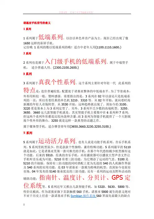 诺基亚摩托罗拉三星多普达各种手机各种型号的含义