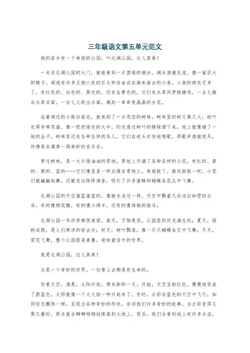 三年级语文第五单元范文