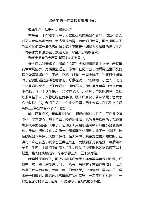 课余生活一件事作文抓虫小记