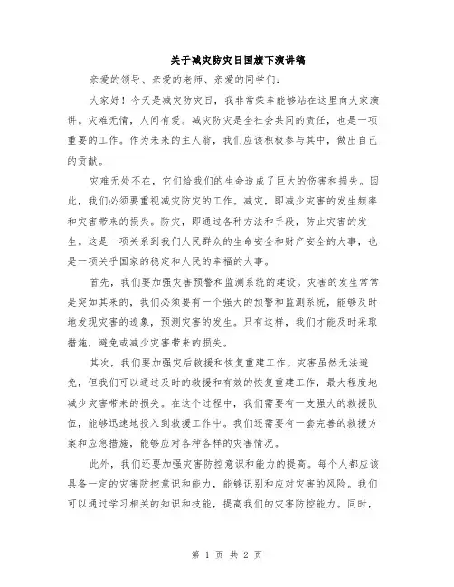 关于减灾防灾日国旗下演讲稿