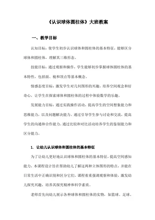 《认识球体圆柱体》大班教案