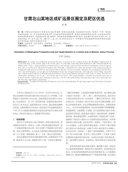 甘肃北山某地区成矿远景区圈定及靶区优选