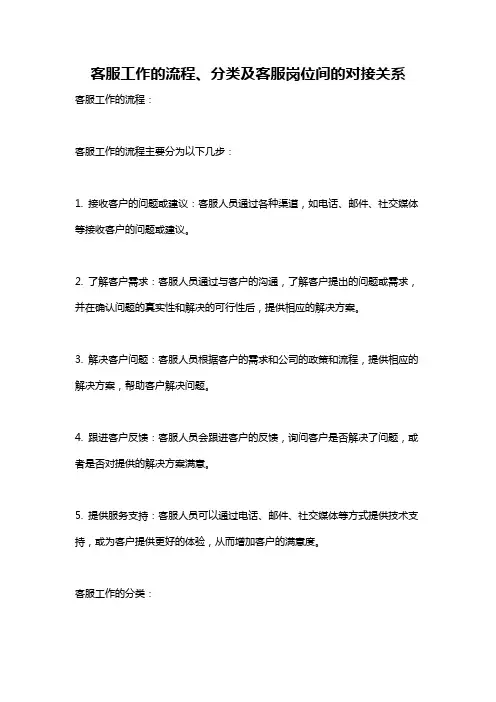 客服工作的流程、分类及客服岗位间的对接关系