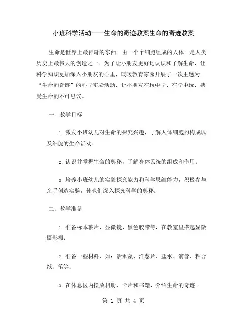 小班科学活动——生命的奇迹教案