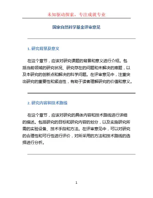 国家自然科学基金评审意见 (2)