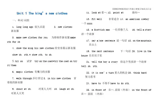 苏教版译林版英语六年级上册复习知识点汇总