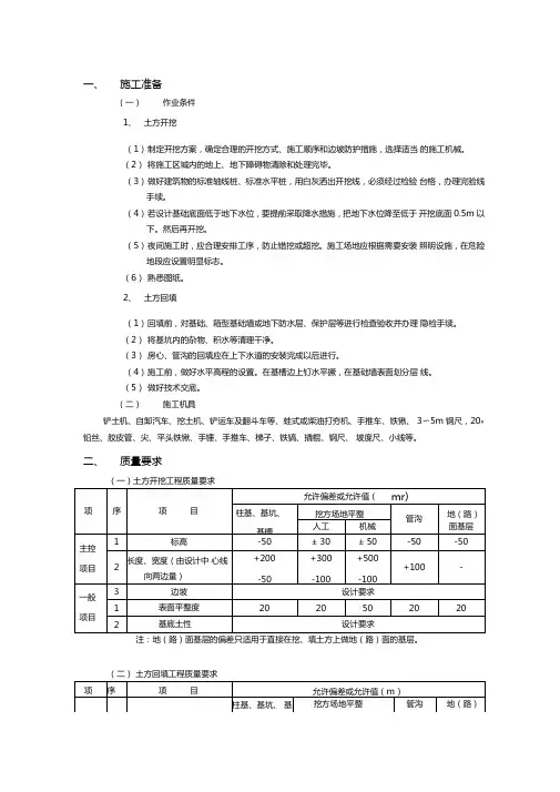 土方开挖和回填工程
