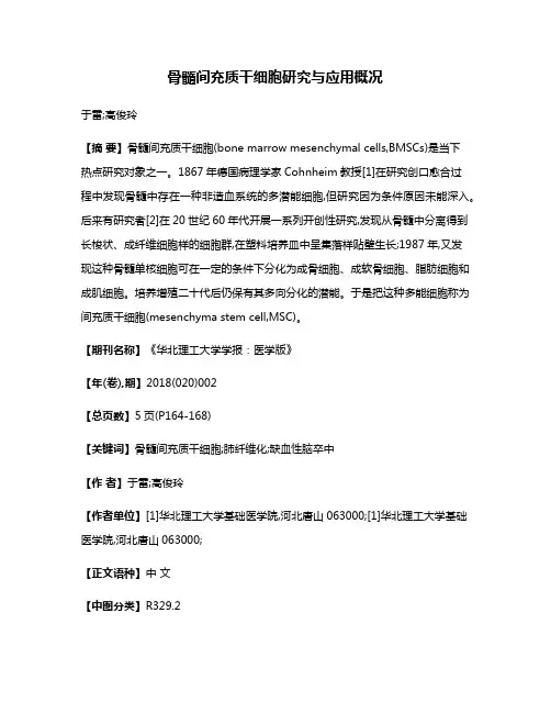 骨髓间充质干细胞研究与应用概况
