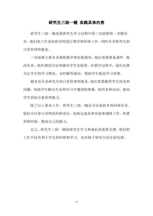 研究生三助一辅 实践具体内容