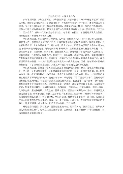 坚定理想信念  实现人生价值