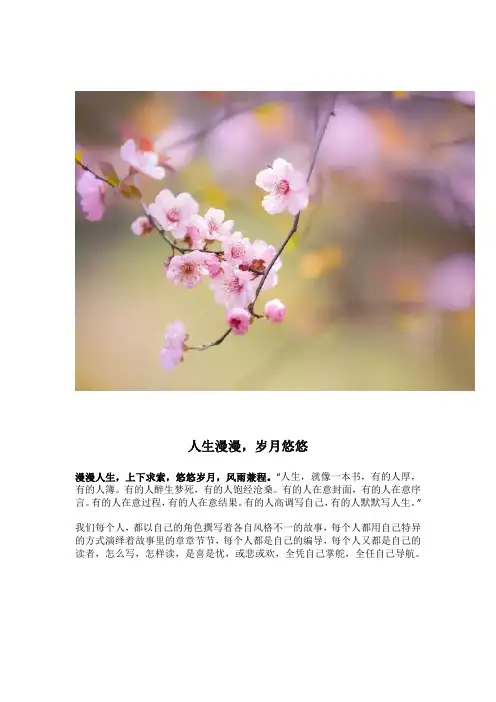优秀作文《人生漫漫,岁月悠悠》