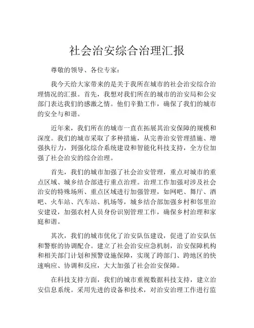 社会治安综合治理汇报